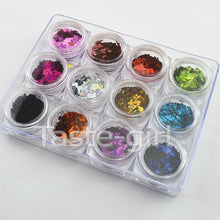 Load image into Gallery viewer, 12 Colors Glitter Nail Art Mickey shape Thin Sequins Nail Decal Decor