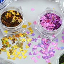 Load image into Gallery viewer, 12 Colors Glitter Nail Art Mickey shape Thin Sequins Nail Decal Decor