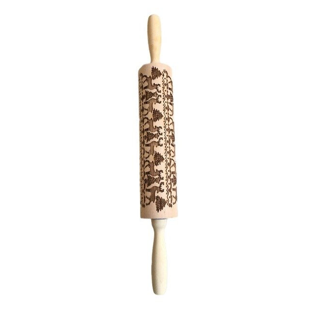 Christmas Embossing Rolling Pin Baking Cookies